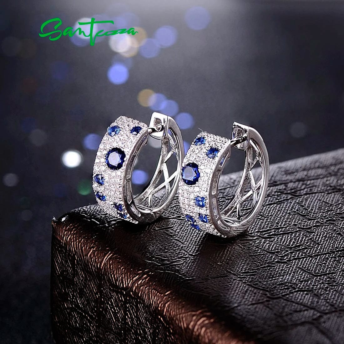 Eleganza Italiana SANTUZZA 100% 925 Sterling Silver Earrings For Women Green Spinel Created Ruby Blue Cubic Zirconia brincos Trendy Fine Jewelry Streetwear high fashion shein amazon temu target Walmart online