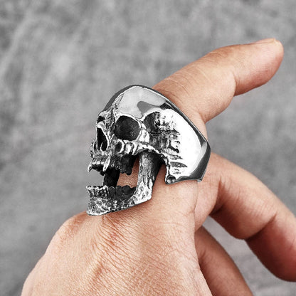 Eleganza Italiana Screaming Skull Hell Stainless Steel Mens Rings Unique Punk Gothic for Male Boyfriend Biker Jewelry Creativity Gift Wholesale Streetwear high fashion shein amazon temu target Walmart online