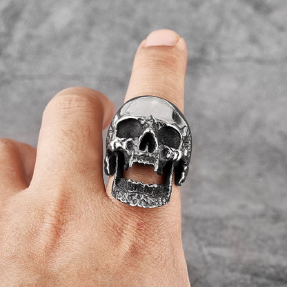 Eleganza Italiana Screaming Skull Hell Stainless Steel Mens Rings Unique Punk Gothic for Male Boyfriend Biker Jewelry Creativity Gift Wholesale Streetwear high fashion shein amazon temu target Walmart online