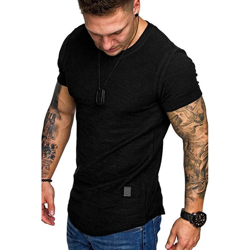 Eleganza Italiana Short Sleeve shirt  Streetwear Hip Hop Summer T Shirt Men Longline Curved Hem Fitness Tshirt Slim Funny T-Shirt Plus Size M-3XL Streetwear high fashion shein amazon temu target Walmart online