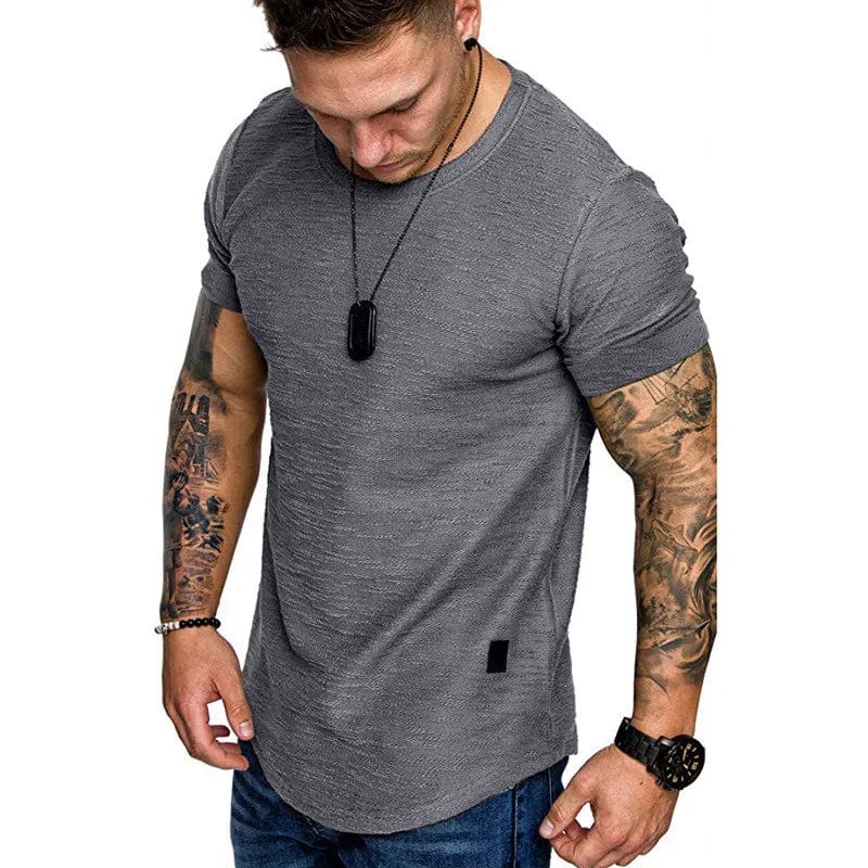 Eleganza Italiana Short Sleeve shirt  Streetwear Hip Hop Summer T Shirt Men Longline Curved Hem Fitness Tshirt Slim Funny T-Shirt Plus Size M-3XL Streetwear high fashion shein amazon temu target Walmart online