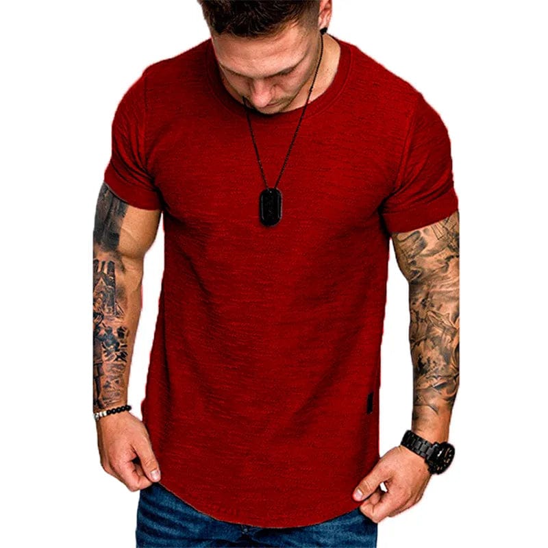 Eleganza Italiana Short Sleeve shirt  Streetwear Hip Hop Summer T Shirt Men Longline Curved Hem Fitness Tshirt Slim Funny T-Shirt Plus Size M-3XL Streetwear high fashion shein amazon temu target Walmart online