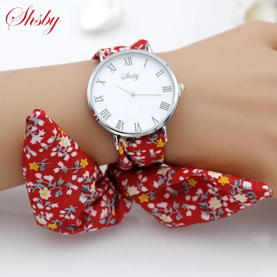 Eleganza Italiana shsby brand new Lady flower cloth wristwatch Roman silver women dress watch high quality fabric watch sweet girls Bracelet watch Streetwear high fashion shein amazon temu target Walmart online