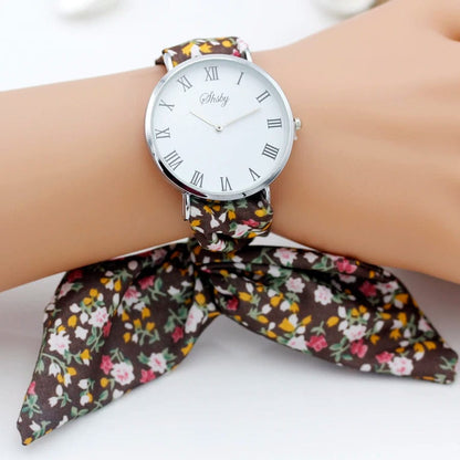 Eleganza Italiana shsby brand new Lady flower cloth wristwatch Roman silver women dress watch high quality fabric watch sweet girls Bracelet watch Streetwear high fashion shein amazon temu target Walmart online