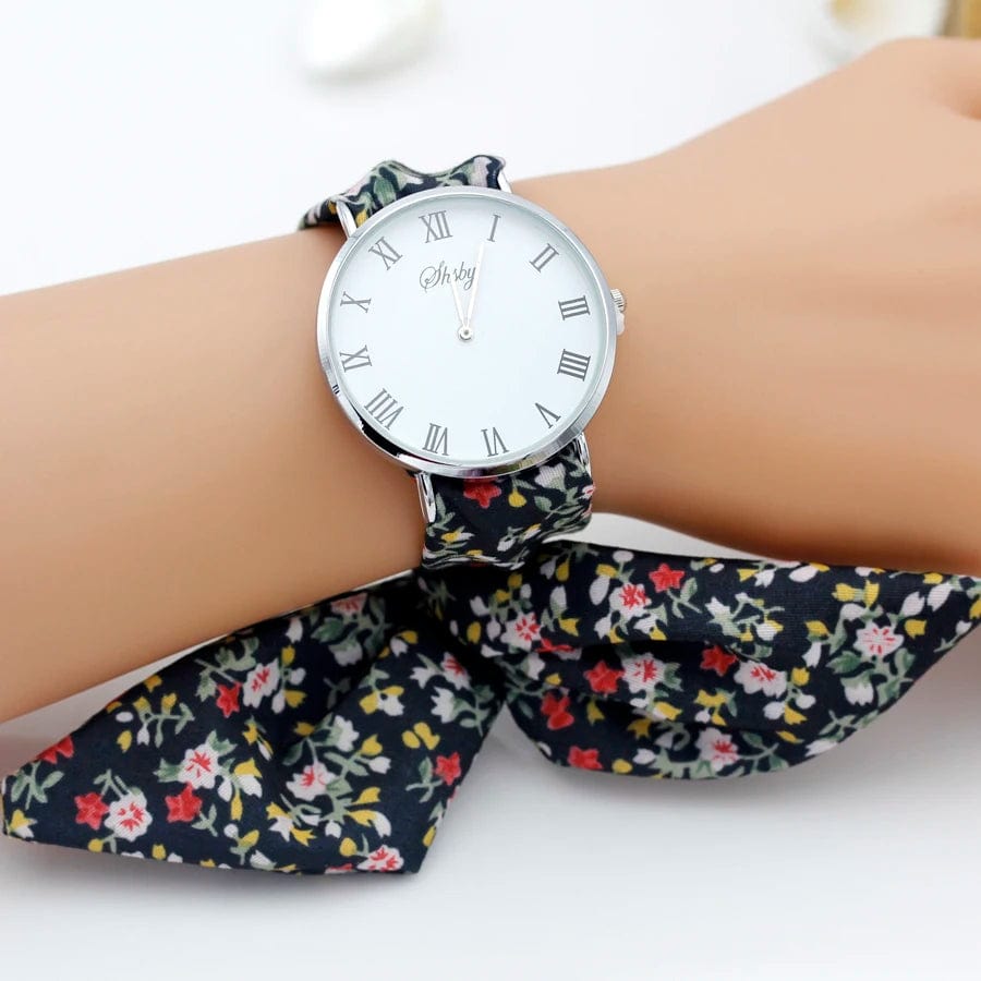 Eleganza Italiana shsby brand new Lady flower cloth wristwatch Roman silver women dress watch high quality fabric watch sweet girls Bracelet watch Streetwear high fashion shein amazon temu target Walmart online