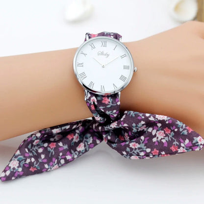 Eleganza Italiana shsby brand new Lady flower cloth wristwatch Roman silver women dress watch high quality fabric watch sweet girls Bracelet watch Streetwear high fashion shein amazon temu target Walmart online