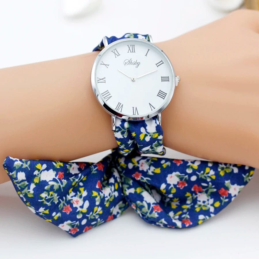 Eleganza Italiana shsby brand new Lady flower cloth wristwatch Roman silver women dress watch high quality fabric watch sweet girls Bracelet watch Streetwear high fashion shein amazon temu target Walmart online