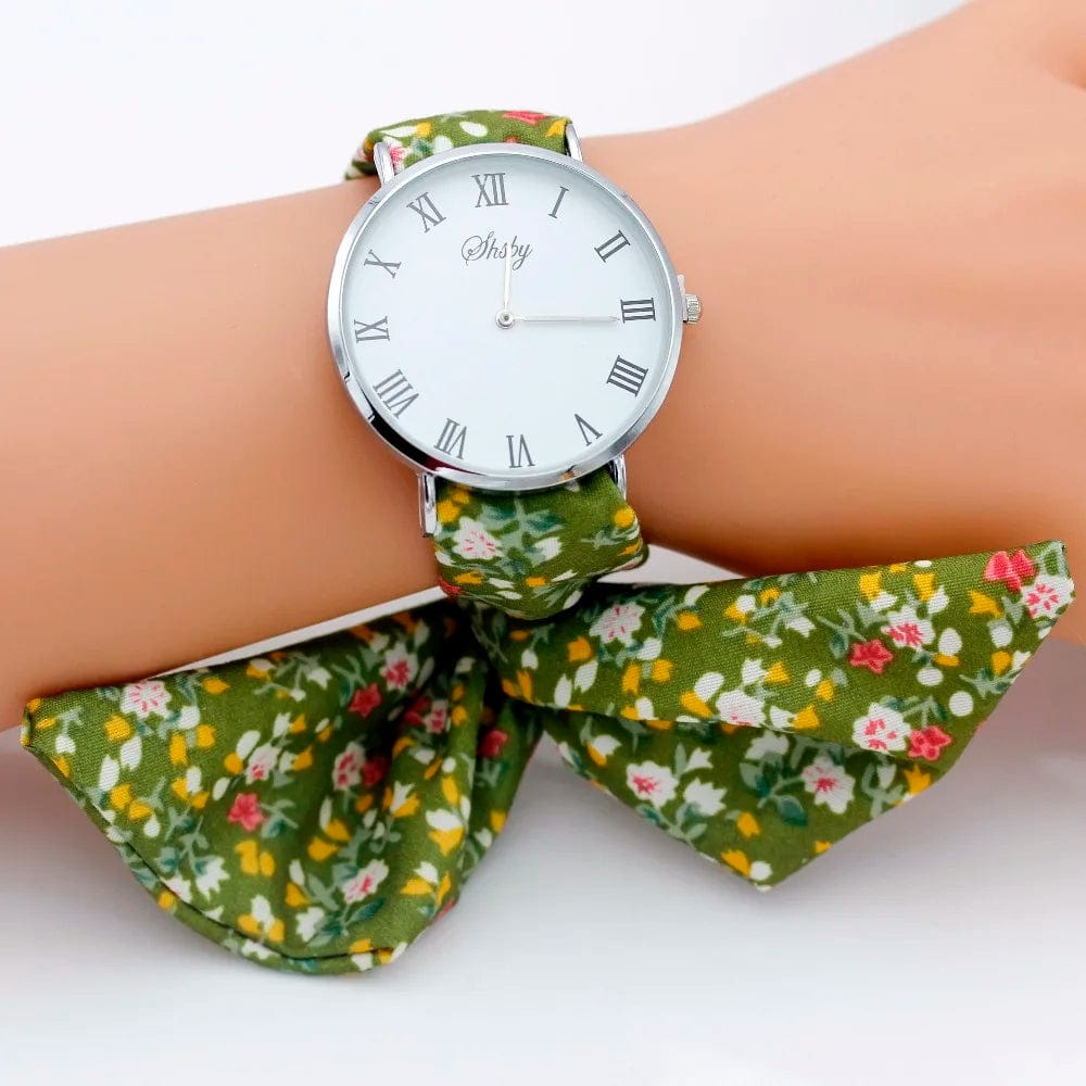 Eleganza Italiana shsby brand new Lady flower cloth wristwatch Roman silver women dress watch high quality fabric watch sweet girls Bracelet watch Streetwear high fashion shein amazon temu target Walmart online