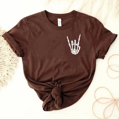 Eleganza Italiana Skeleton Peace Sign Shirt  skeleton hand tee  Funny T-Shirt  Fall shirt  Women&