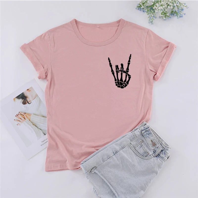 Eleganza Italiana Skeleton Peace Sign Shirt  skeleton hand tee  Funny T-Shirt  Fall shirt  Women&