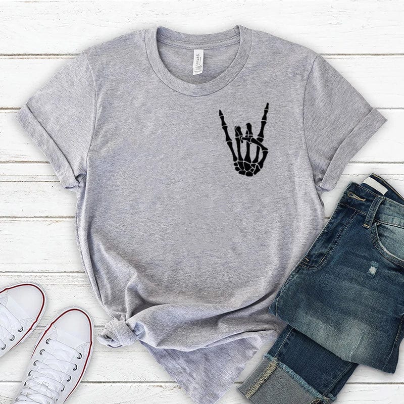 Eleganza Italiana Skeleton Peace Sign Shirt  skeleton hand tee  Funny T-Shirt  Fall shirt  Women&