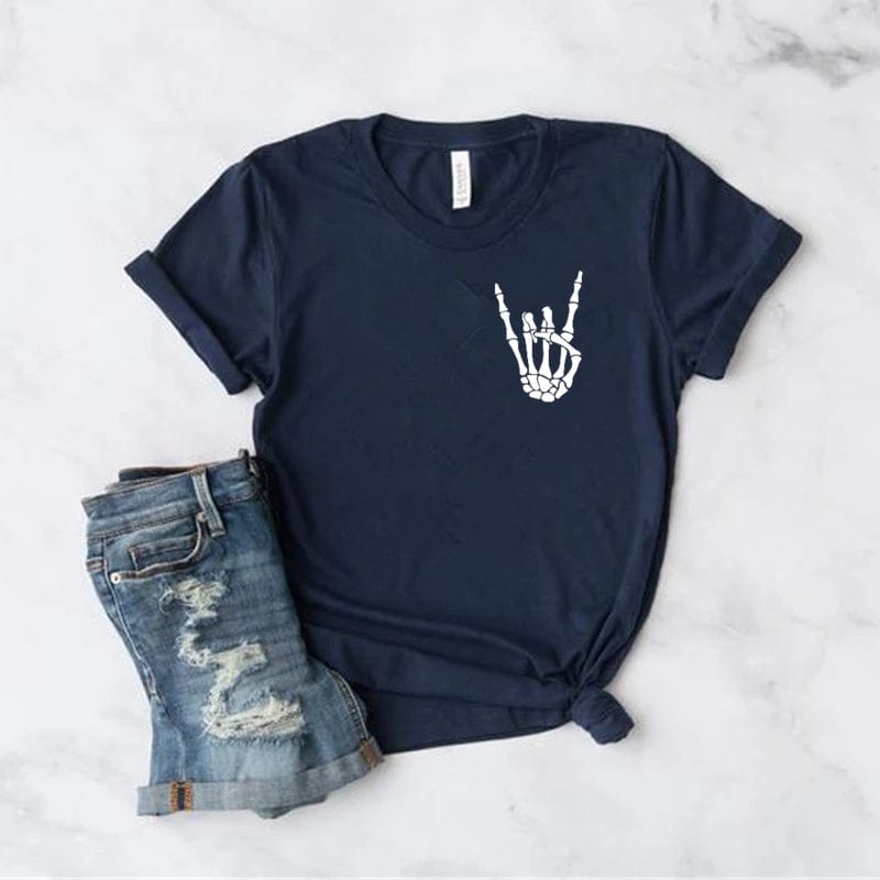 Eleganza Italiana Skeleton Peace Sign Shirt  skeleton hand tee  Funny T-Shirt  Fall shirt  Women&