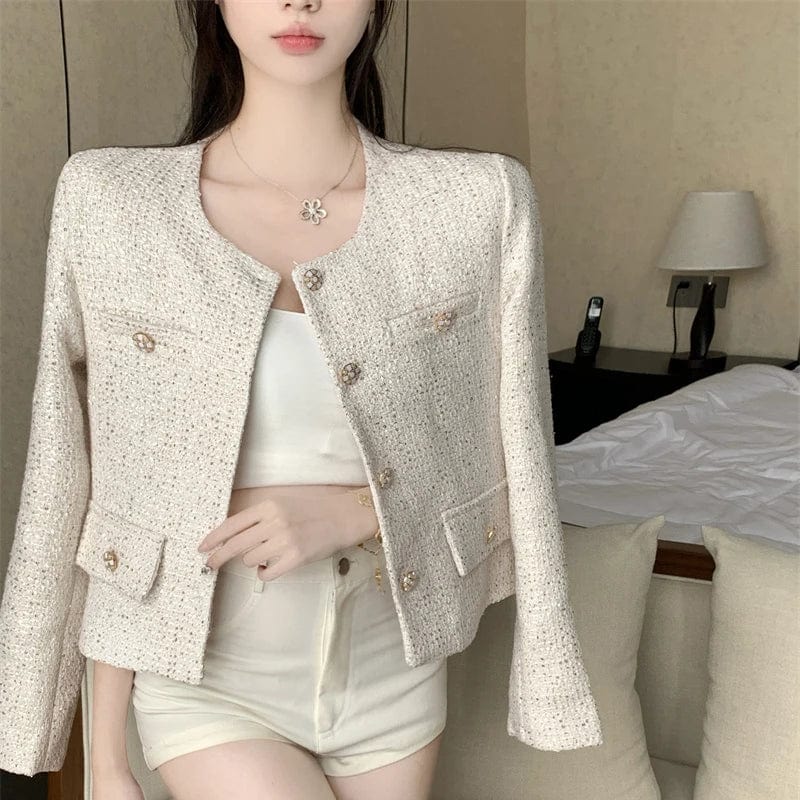 Eleganza Italiana Small Fragrance Runway Fall Winter French Tweed Wool Sweet Pink Jackets Coat Women&