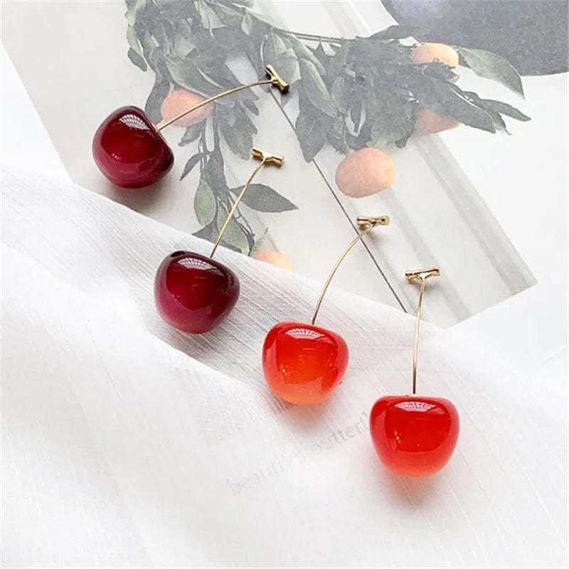 Eleganza Italiana Small Fresh Sweet Red Cherry Earrings Cherries Pendant Earrings for Women Fruit Earrings Stainless Steel Earring Charm Jewelry Streetwear high fashion shein amazon temu target Walmart online