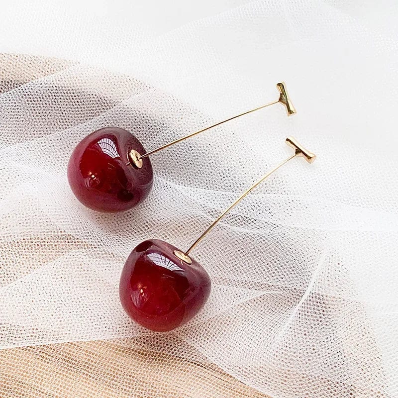 Eleganza Italiana Small Fresh Sweet Red Cherry Earrings Cherries Pendant Earrings for Women Fruit Earrings Stainless Steel Earring Charm Jewelry Streetwear high fashion shein amazon temu target Walmart online