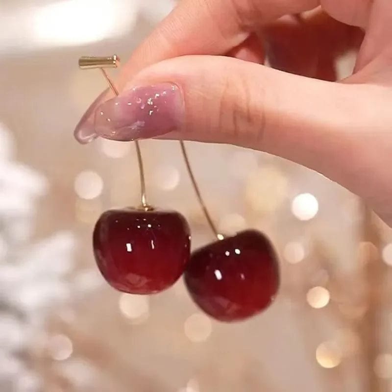 Eleganza Italiana Small Fresh Sweet Red Cherry Earrings Cherries Pendant Earrings for Women Fruit Earrings Stainless Steel Earring Charm Jewelry Streetwear high fashion shein amazon temu target Walmart online