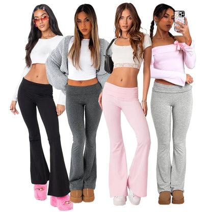 Eleganza Italiana Solid Flare Elegant Pant Cargo Leggings Trousers Y2K Pants Women Winter Clothes Pencil Casual Bell Bottom Sweat Pants Joggers Streetwear high fashion shein amazon temu target Walmart online