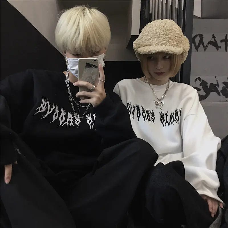 Eleganza Italiana Spring Streetwear Black Tops Girls White Gothic Oversized Hoodie Streetwear Womens hip-hop Cool Couple High Street Sweatshirts Streetwear high fashion shein amazon temu target Walmart online