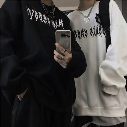 Eleganza Italiana Spring Streetwear Black Tops Girls White Gothic Oversized Hoodie Streetwear Womens hip-hop Cool Couple High Street Sweatshirts Streetwear high fashion shein amazon temu target Walmart online