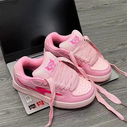 Eleganza Italiana Spring Women Breathable Sneakers Pink Lightning Shoes Thick Heel Cute Sneakers Casual Running Platform Y2K Lolita Sports Shoes Streetwear high fashion shein amazon temu target Walmart online