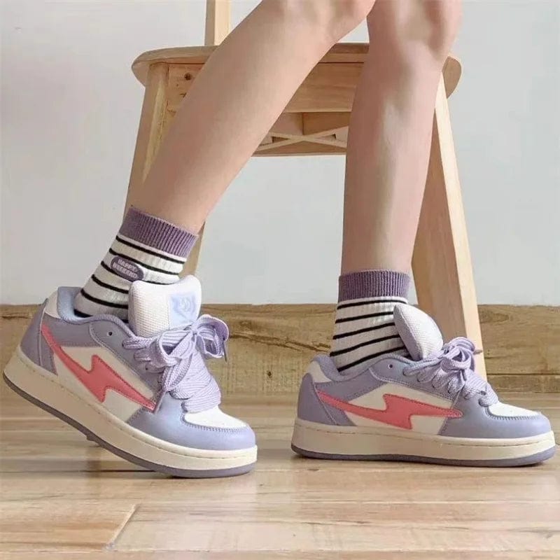 Eleganza Italiana Spring Women Breathable Sneakers Pink Lightning Shoes Thick Heel Cute Sneakers Casual Running Platform Y2K Lolita Sports Shoes Streetwear high fashion shein amazon temu target Walmart online