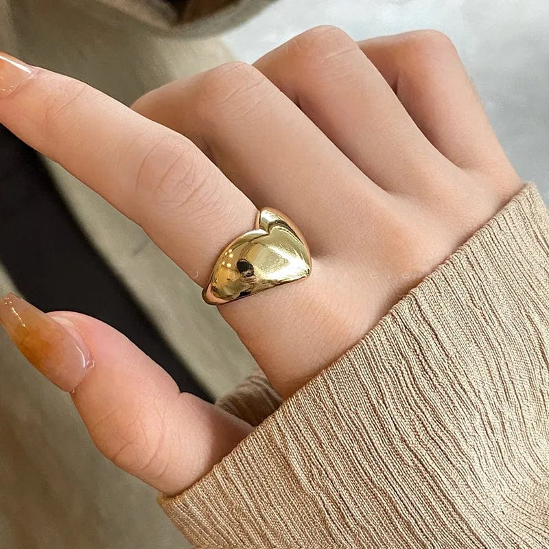 Eleganza Italiana Stainless Steel Simple Smooth Metal Heart Rings For Women Men Y2K Trendy Open Ring Korean Elegant Party Jewelry Couple Gifts Streetwear high fashion shein amazon temu target Walmart online