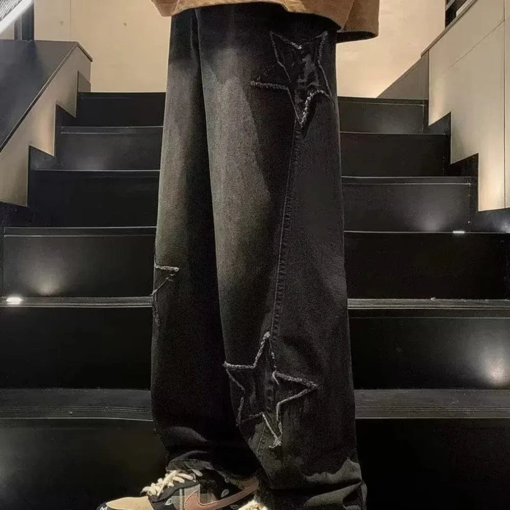 Eleganza Italiana Star fall guys Straight Casual Men Jeans Gothic Neutral New Wide Leg Loose Hip-hop Fashion Youth Streetwear Denim Trousers Y2K Streetwear high fashion shein amazon temu target Walmart online