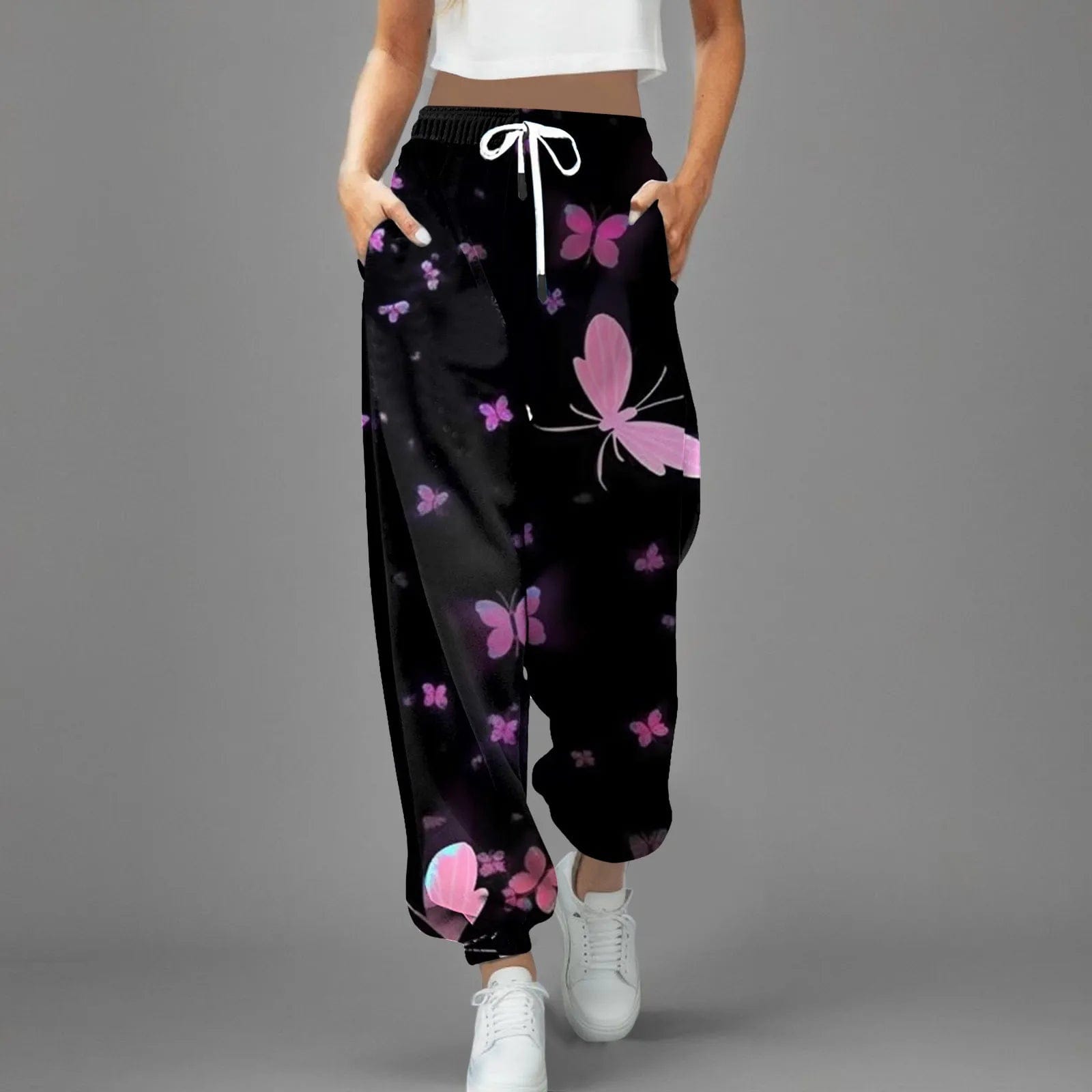 Eleganza Italiana Streetwear Y2k Pants For Women 2024 High Waist Baggy Pockets Harem Pants Parachute Sweatpants Gradient Printed Casual Trousers Streetwear high fashion shein amazon temu target Walmart online