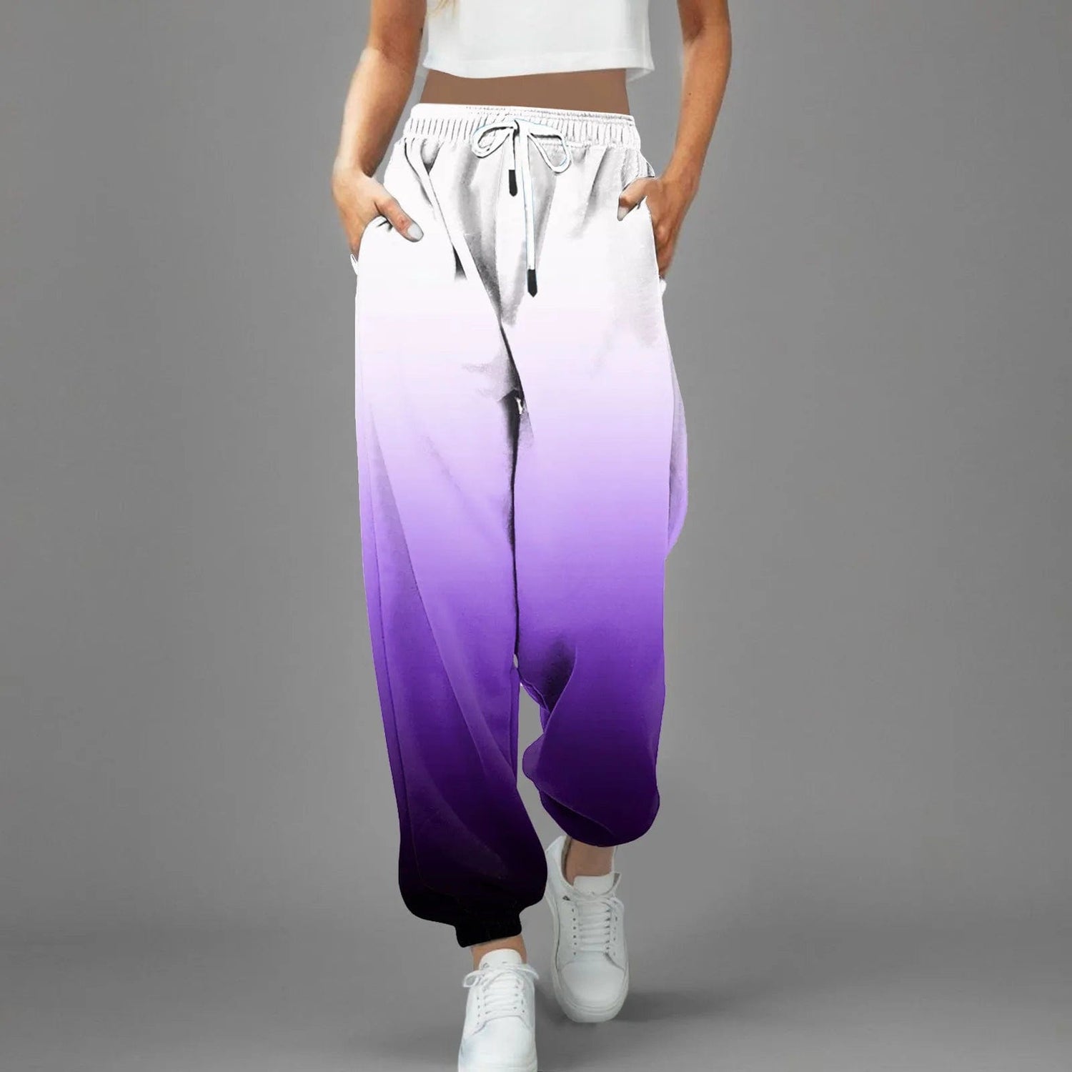 Eleganza Italiana Streetwear Y2k Pants For Women 2024 High Waist Baggy Pockets Harem Pants Parachute Sweatpants Gradient Printed Casual Trousers Streetwear high fashion shein amazon temu target Walmart online