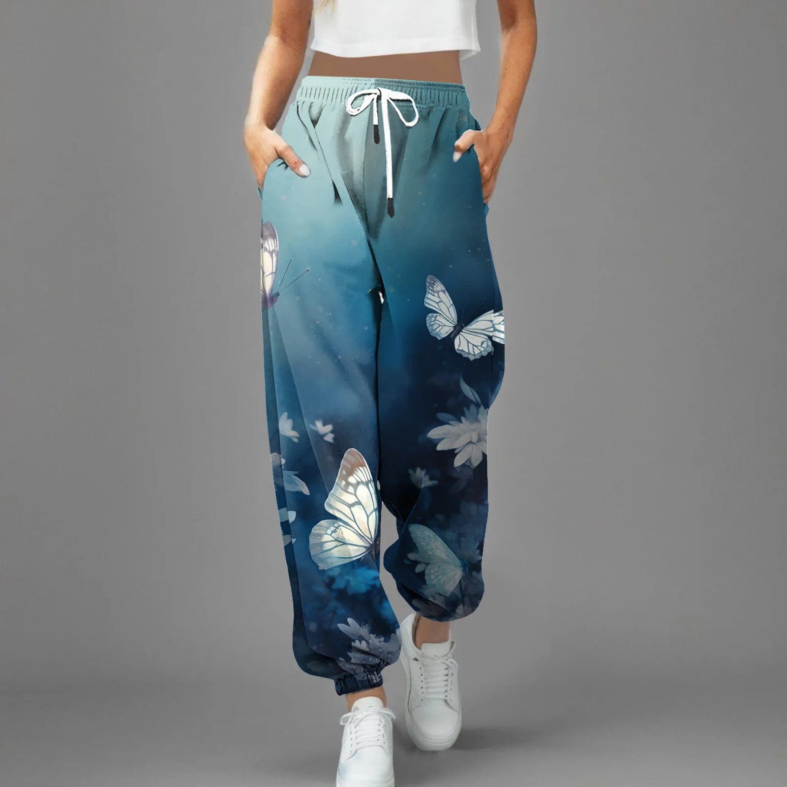 Eleganza Italiana Streetwear Y2k Pants For Women 2024 High Waist Baggy Pockets Harem Pants Parachute Sweatpants Gradient Printed Casual Trousers Streetwear high fashion shein amazon temu target Walmart online