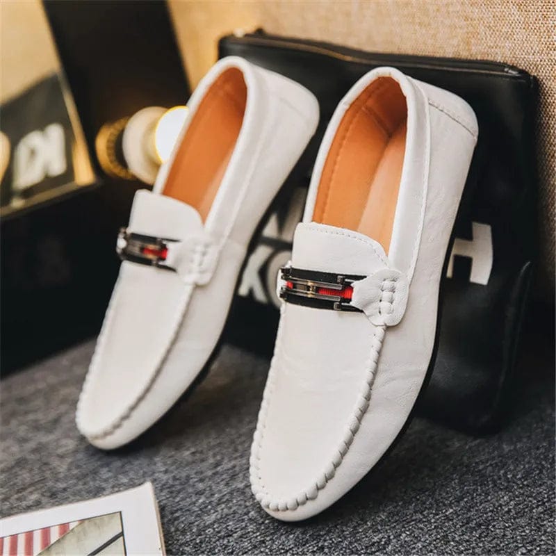 Eleganza Italiana Summer Spring Leather Men Casual Shoes Luxury Brand 2019 Mens Loafers Moccasins Breathable Slip on Black Driving Shoes Fashion Streetwear high fashion shein amazon temu target Walmart online