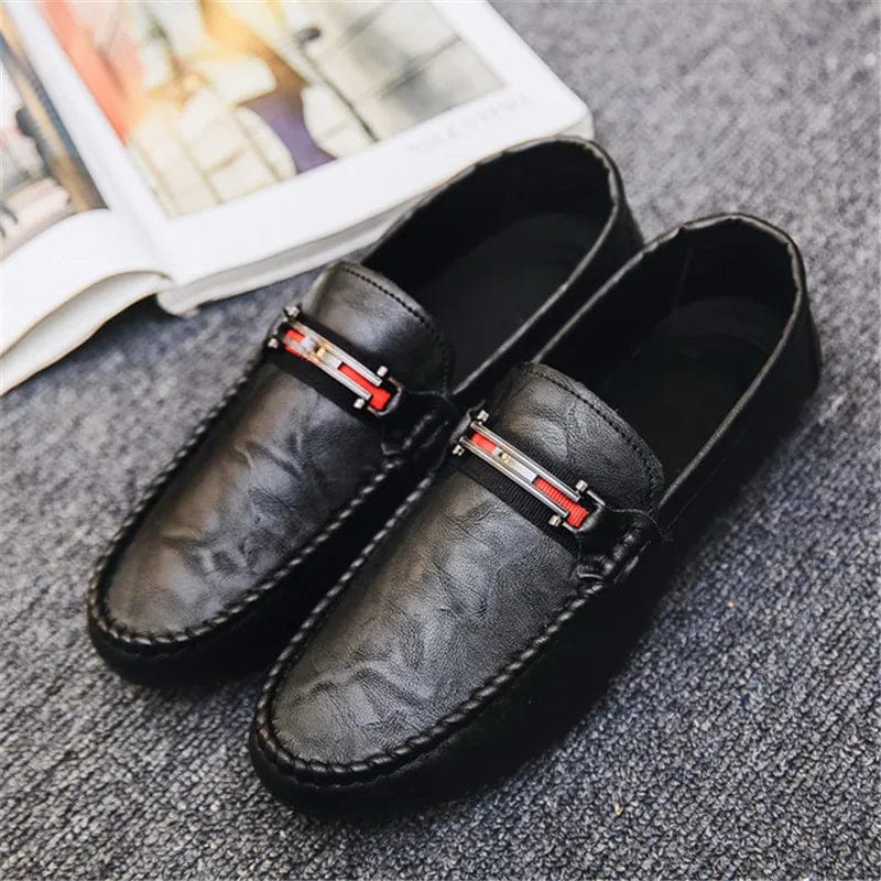 Eleganza Italiana Summer Spring Leather Men Casual Shoes Luxury Brand 2019 Mens Loafers Moccasins Breathable Slip on Black Driving Shoes Fashion Streetwear high fashion shein amazon temu target Walmart online