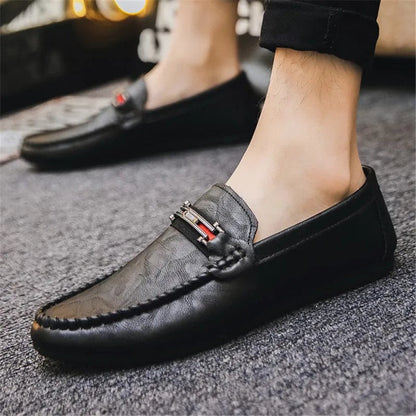 Eleganza Italiana Summer Spring Leather Men Casual Shoes Luxury Brand 2019 Mens Loafers Moccasins Breathable Slip on Black Driving Shoes Fashion Streetwear high fashion shein amazon temu target Walmart online