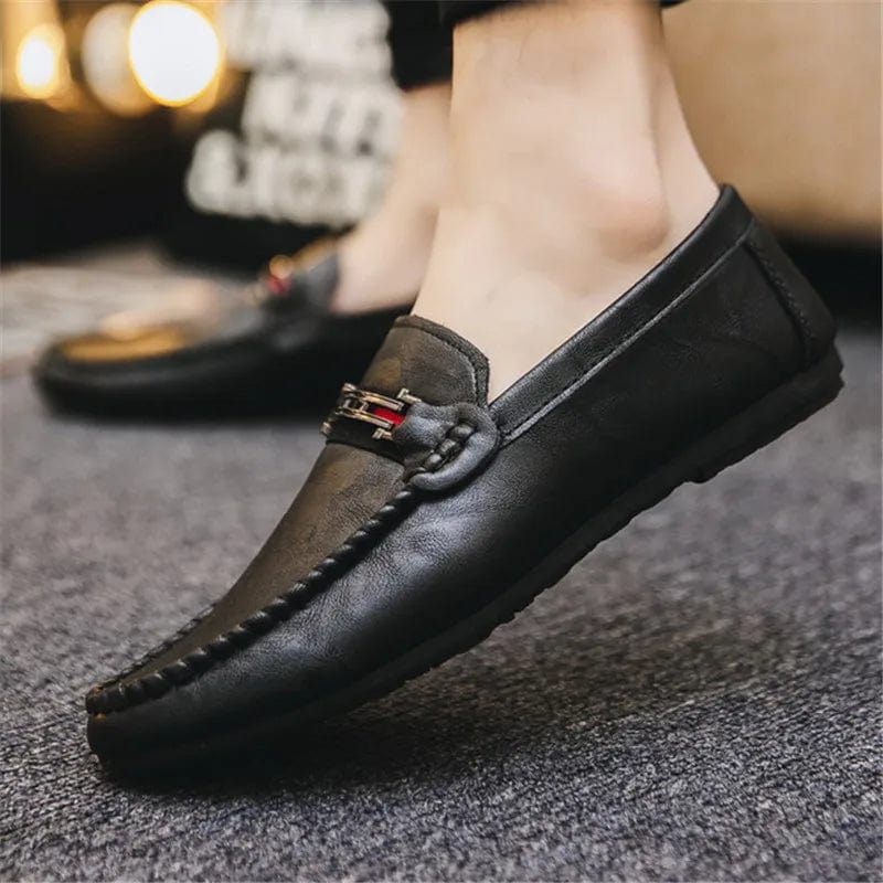 Eleganza Italiana Summer Spring Leather Men Casual Shoes Luxury Brand 2019 Mens Loafers Moccasins Breathable Slip on Black Driving Shoes Fashion Streetwear high fashion shein amazon temu target Walmart online