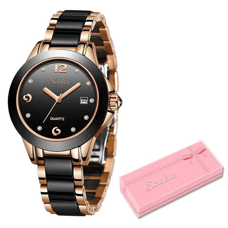 Eleganza Italiana SUNKTA Fashion Women Watches Rose Gold Ladies Bracelet Watches Reloj Mujer 2023 New Creative Waterproof Quartz Watches For Women Streetwear high fashion shein amazon temu target Walmart online