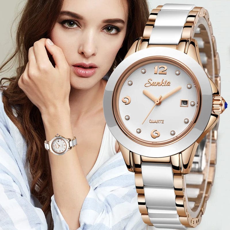 Eleganza Italiana SUNKTA Fashion Women Watches Rose Gold Ladies Bracelet Watches Reloj Mujer 2023 New Creative Waterproof Quartz Watches For Women Streetwear high fashion shein amazon temu target Walmart online