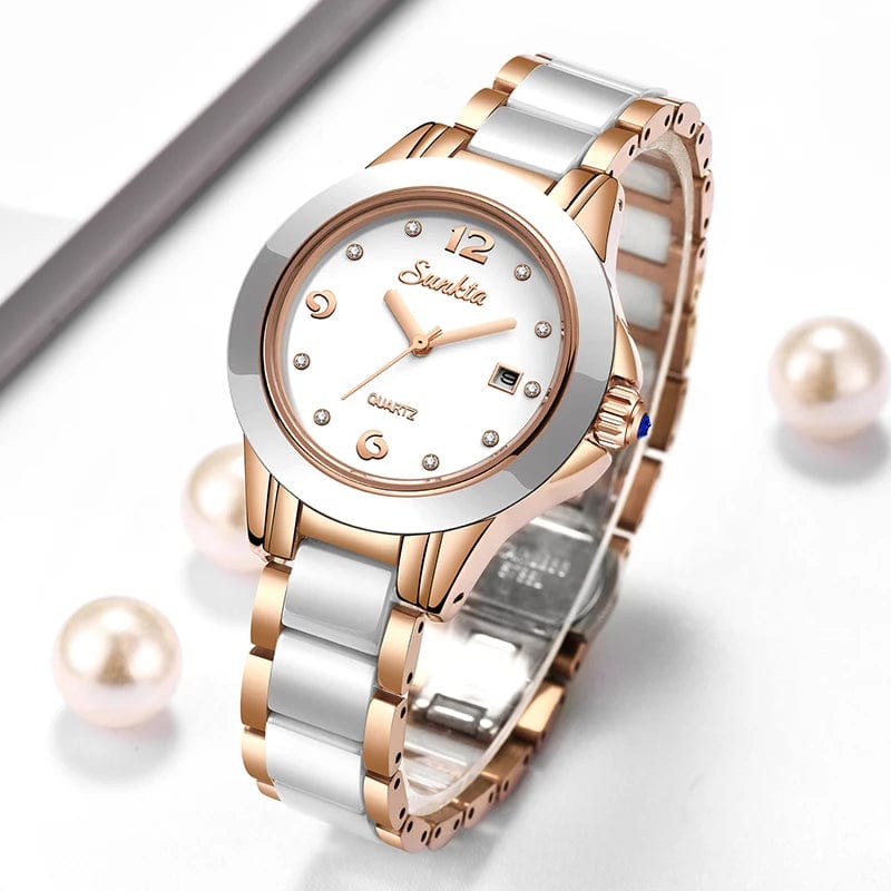 Eleganza Italiana SUNKTA Fashion Women Watches Rose Gold Ladies Bracelet Watches Reloj Mujer 2023 New Creative Waterproof Quartz Watches For Women Streetwear high fashion shein amazon temu target Walmart online