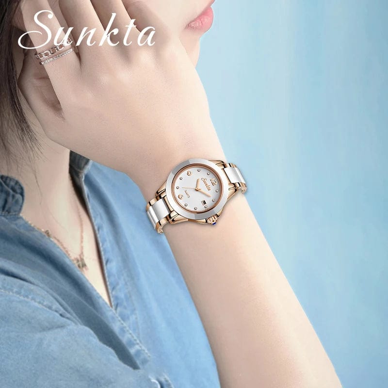 Eleganza Italiana SUNKTA Fashion Women Watches Rose Gold Ladies Bracelet Watches Reloj Mujer 2023 New Creative Waterproof Quartz Watches For Women Streetwear high fashion shein amazon temu target Walmart online