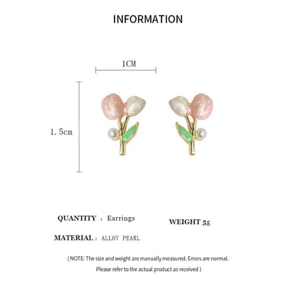 Eleganza Italiana Sweet Tulip Flower Ear Stud Women&