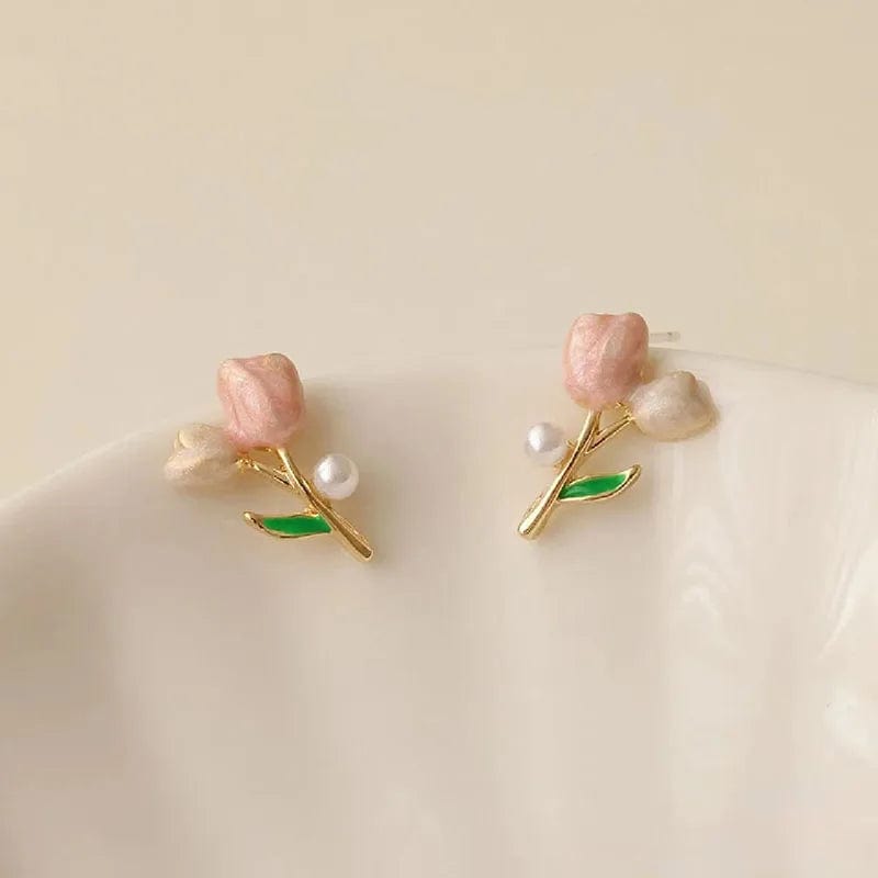 Eleganza Italiana Sweet Tulip Flower Ear Stud Women&