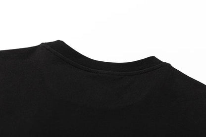 Eleganza Italiana Synaworld Tops Black Cotton T-shirt Harajuku Streetwear Men&