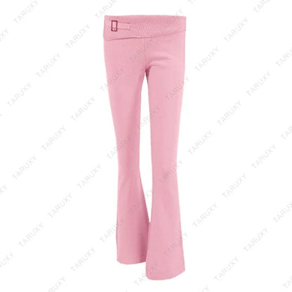 Eleganza Italiana TARUXY Women Spring Outfits Casual Zipper Sweater Hoodie Set High Waist Flare Pants Suits Pink Knitted Womens Y2k Two Piece Set Streetwear high fashion shein amazon temu target Walmart online