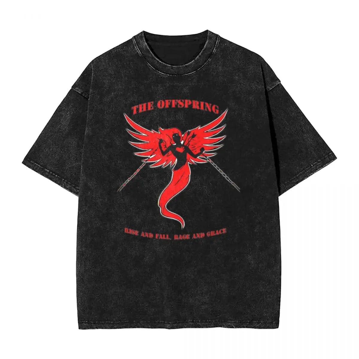 Eleganza Italiana The Offspring Rise And Fall Rage And Grace Washed T Shirt Male Y2K Retro Cotton T-Shirts Summer O Neck Harajuku Tee Shirt Streetwear high fashion shein amazon temu target Walmart online