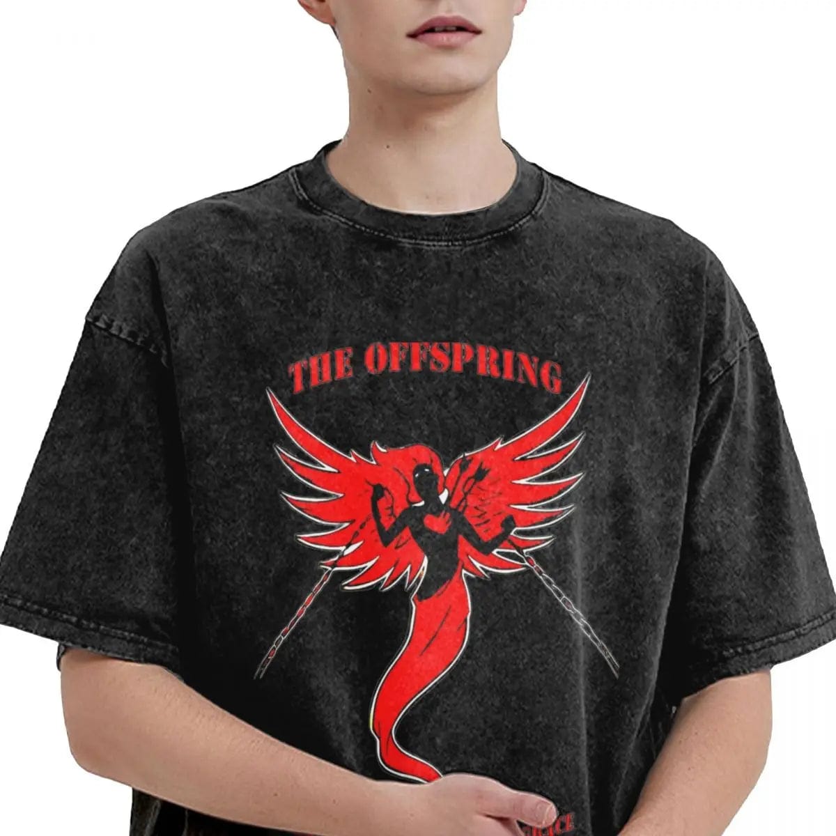 Eleganza Italiana The Offspring Rise And Fall Rage And Grace Washed T Shirt Male Y2K Retro Cotton T-Shirts Summer O Neck Harajuku Tee Shirt Streetwear high fashion shein amazon temu target Walmart online