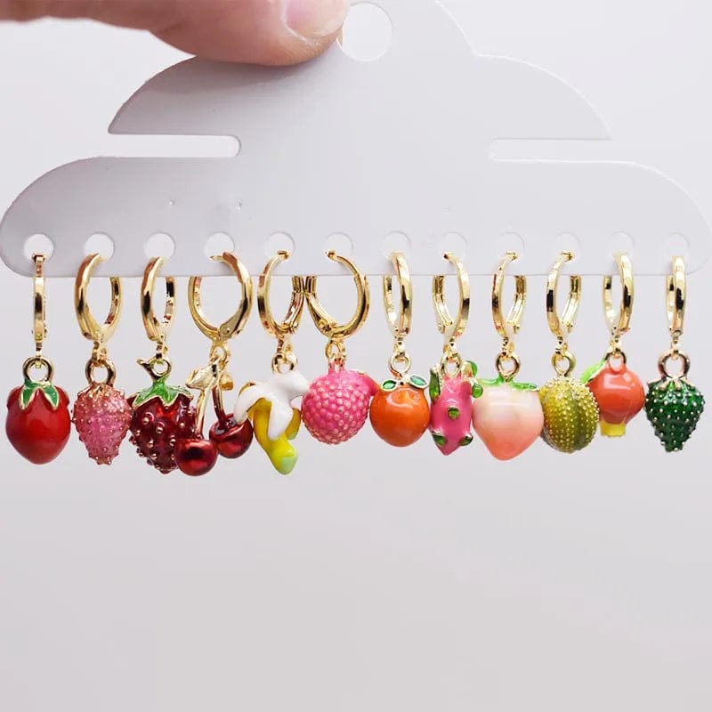 Eleganza Italiana Trending Earrings For Women Girls Cute Fruit Strawberry Banana Apple Candy Kids Funny Resin Metal Enamel Charms 3D Fruit Earring Streetwear high fashion shein amazon temu target Walmart online