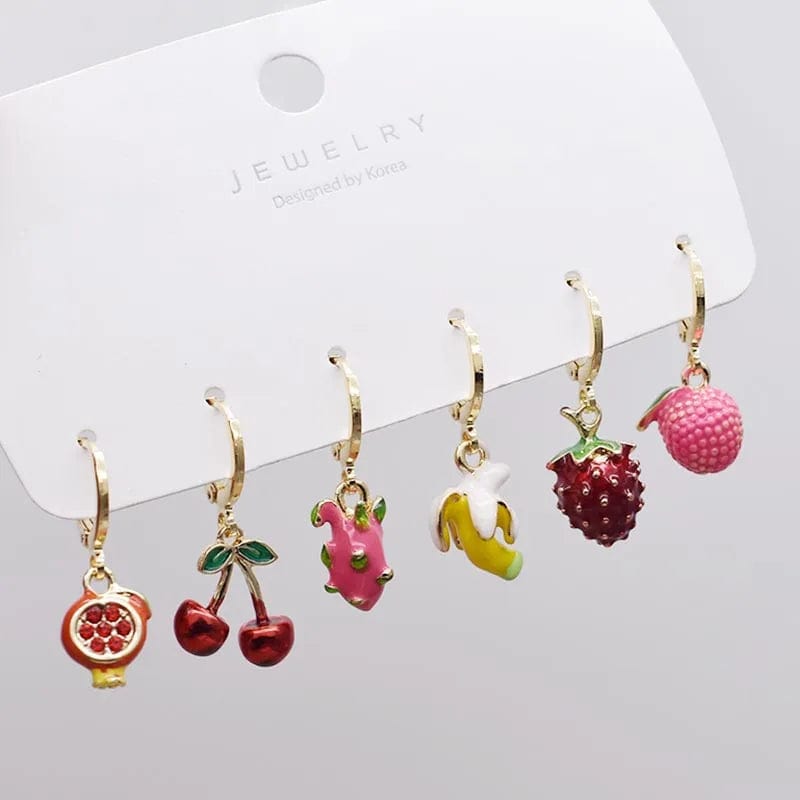 Eleganza Italiana Trending Earrings For Women Girls Cute Fruit Strawberry Banana Apple Candy Kids Funny Resin Metal Enamel Charms 3D Fruit Earring Streetwear high fashion shein amazon temu target Walmart online