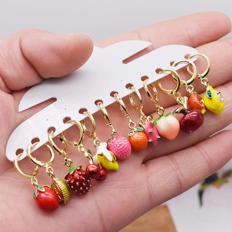 Eleganza Italiana Trending Earrings For Women Girls Cute Fruit Strawberry Banana Apple Candy Kids Funny Resin Metal Enamel Charms 3D Fruit Earring Streetwear high fashion shein amazon temu target Walmart online