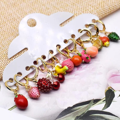 Eleganza Italiana Trending Earrings For Women Girls Cute Fruit Strawberry Banana Apple Candy Kids Funny Resin Metal Enamel Charms 3D Fruit Earring Streetwear high fashion shein amazon temu target Walmart online