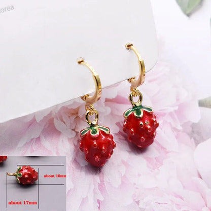 Eleganza Italiana Trending Earrings For Women Girls Cute Fruit Strawberry Banana Apple Candy Kids Funny Resin Metal Enamel Charms 3D Fruit Earring Streetwear high fashion shein amazon temu target Walmart online