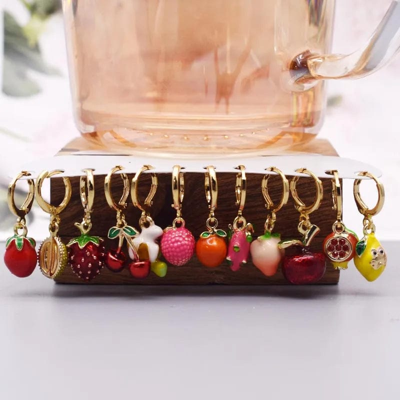 Eleganza Italiana Trending Earrings For Women Girls Cute Fruit Strawberry Banana Apple Candy Kids Funny Resin Metal Enamel Charms 3D Fruit Earring Streetwear high fashion shein amazon temu target Walmart online